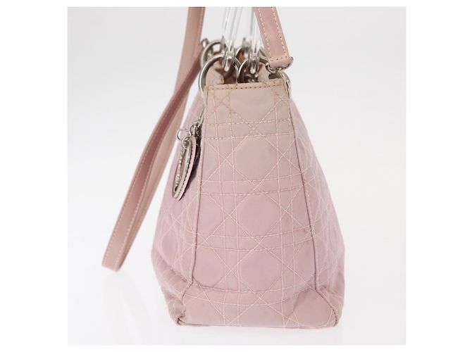 Borsa a mano Canage in nylon Christian Dior 2way Rosa Argento Auth bs31183 - vista 3