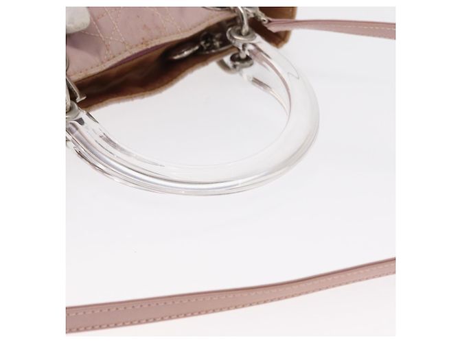 Borsa a mano Canage in nylon Christian Dior 2way Rosa Argento Auth bs31183 - vista 7