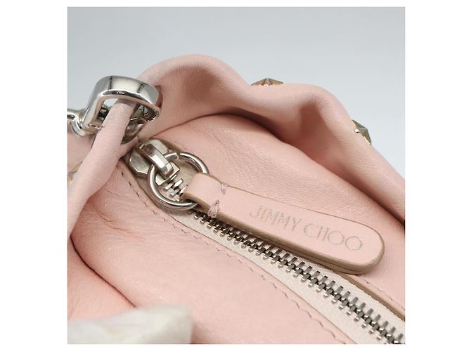 Borsa a mano in pelle Jimmy Choo Studs 2 in 1 Rosa Auth BA8217 - vista 11