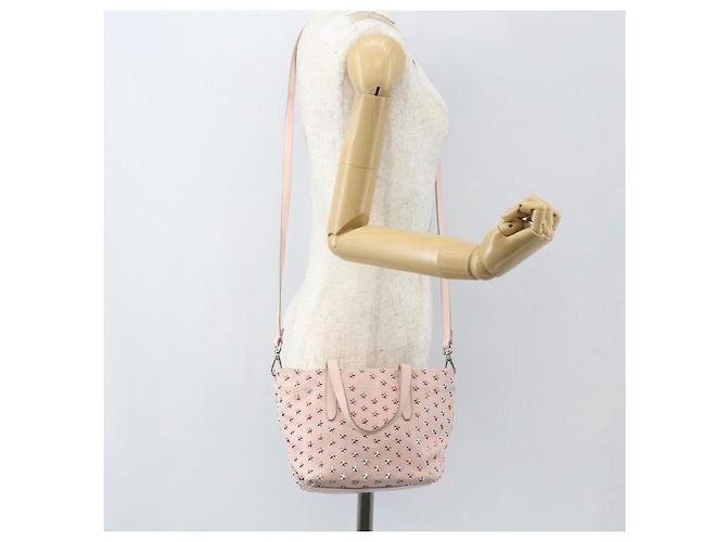 Borsa a mano in pelle Jimmy Choo Studs 2 in 1 Rosa Auth BA8217 - vista 23