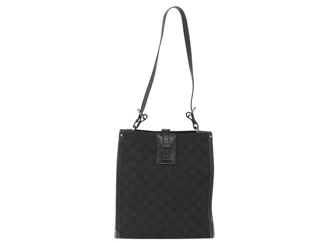 Bolsa de Ombro GG Canvas Gucci Preta Prata 110292 Auth 151660 Preto - vista 13