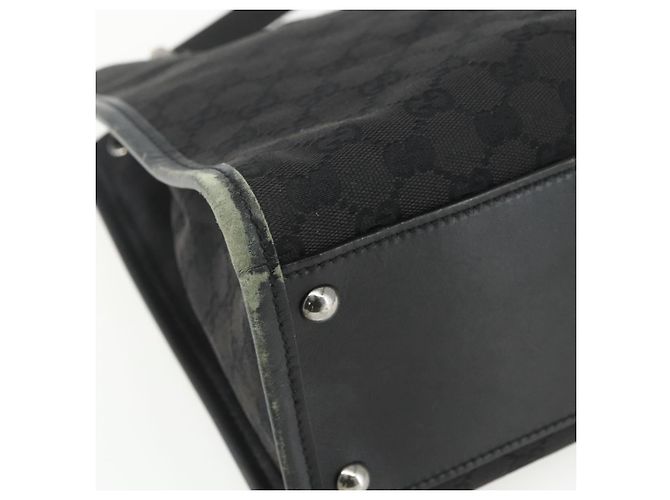Bolsa de Ombro GG Canvas Gucci Preta Prata 110292 Auth 151660 Preto - vista 14
