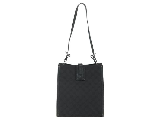 Bolsa de Ombro GG Canvas Gucci Preta Prata 110292 Auth 151660 Preto - vista 2