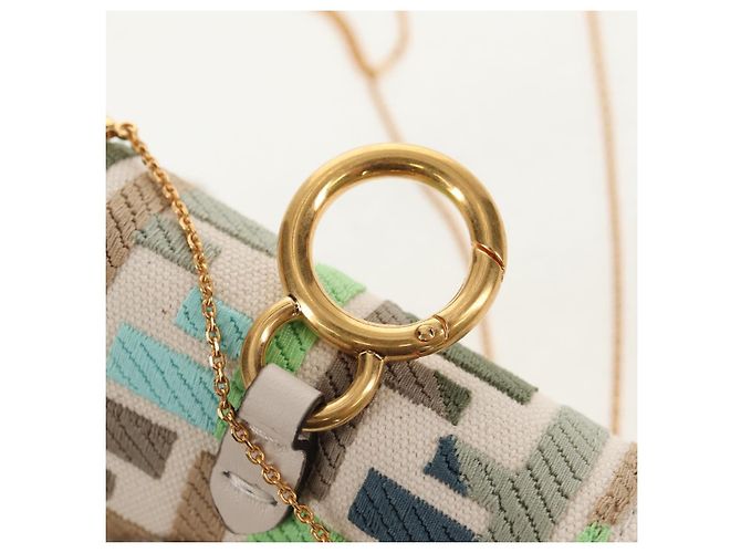 Fendi Pochette Nano Baguette in Tela Zucca Multicolore Auth 153326M - vista 14