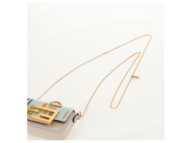 Fendi Pochette Nano Baguette in Tela Zucca Multicolore Auth 153326M - vista 15