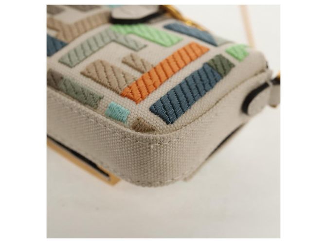 Fendi Pochette Nano Baguette in Tela Zucca Multicolore Auth 153326M - vista 19