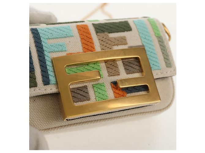 Fendi Pochette Nano Baguette in Tela Zucca Multicolore Auth 153326M - vista 20