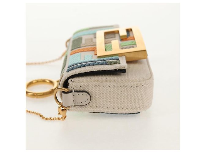 Fendi Pochette Nano Baguette in Tela Zucca Multicolore Auth 153326M - vista 3