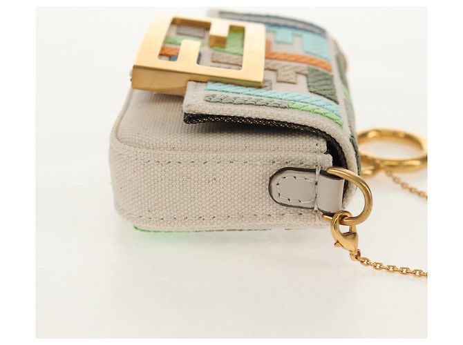 Fendi Pochette Nano Baguette in Tela Zucca Multicolore Auth 153326M - vista 4