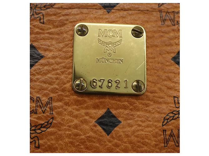 Borsa tote MCM Logogram Vicetos in pelle PVC marrone oro Auth BA8200 D'oro - vista 12