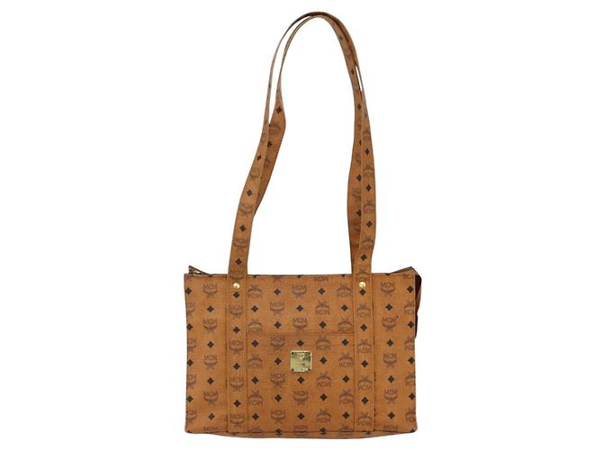 Borsa tote MCM Logogram Vicetos in pelle PVC marrone oro Auth BA8200 D'oro - vista 13