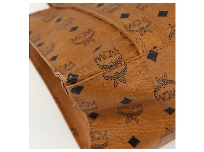Borsa tote MCM Logogram Vicetos in pelle PVC marrone oro Auth BA8200 D'oro - vista 14