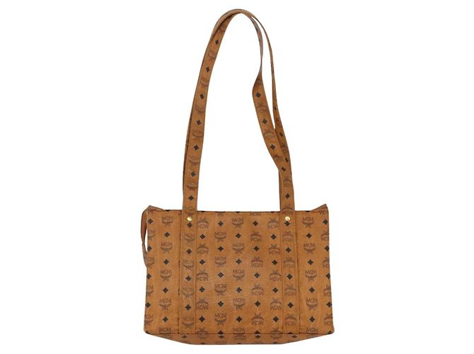 Borsa tote MCM Logogram Vicetos in pelle PVC marrone oro Auth BA8200 D'oro - vista 2