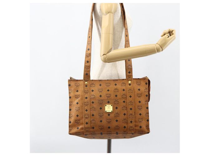 Borsa tote MCM Logogram Vicetos in pelle PVC marrone oro Auth BA8200 D'oro - vista 21