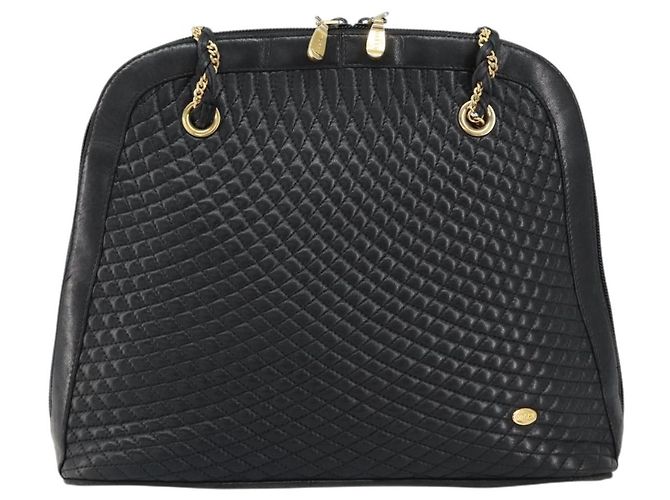 BALLY Borsa a Spalla in Pelle Trapuntata con Catena Nera Oro Auth bs31440 Nero D'oro - vista 13