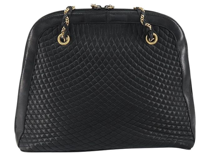 BALLY Borsa a Spalla in Pelle Trapuntata con Catena Nera Oro Auth bs31440 Nero D'oro - vista 2