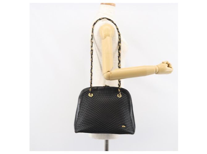 BALLY Borsa a Spalla in Pelle Trapuntata con Catena Nera Oro Auth bs31440 Nero D'oro - vista 24