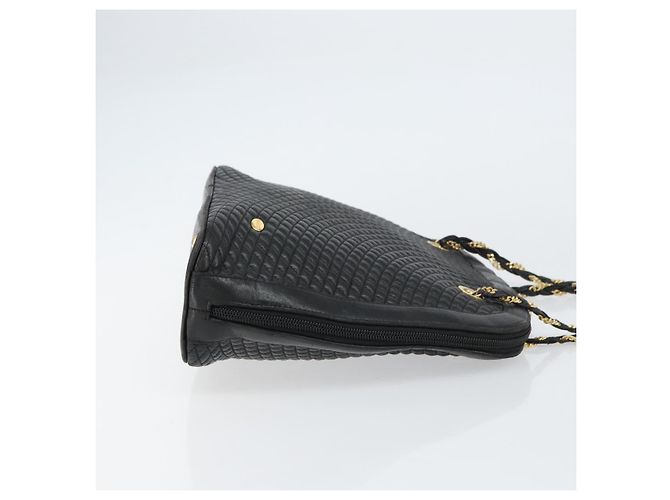 BALLY Borsa a Spalla in Pelle Trapuntata con Catena Nera Oro Auth bs31440 Nero D'oro - vista 3