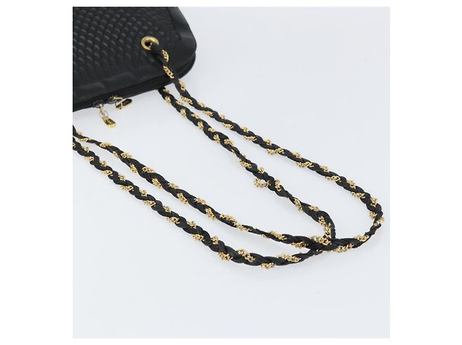 BALLY Borsa a Spalla in Pelle Trapuntata con Catena Nera Oro Auth bs31440 Nero D'oro - vista 7