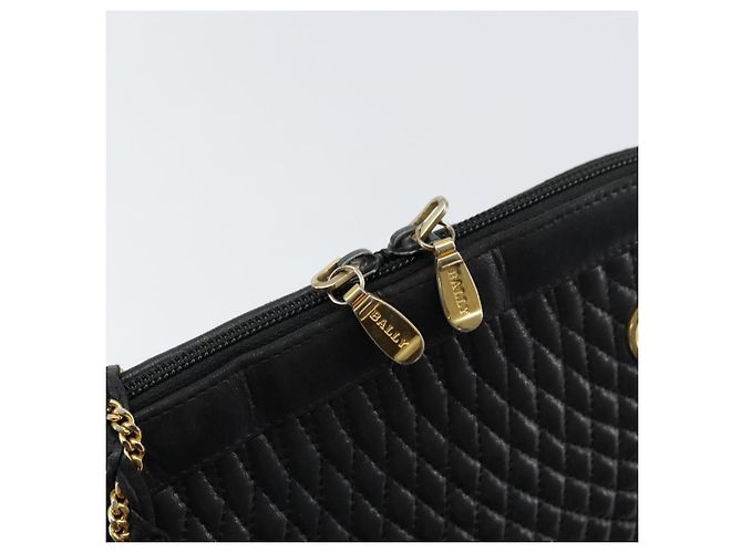 BALLY Borsa a Spalla in Pelle Trapuntata con Catena Nera Oro Auth bs31440 Nero D'oro - vista 9