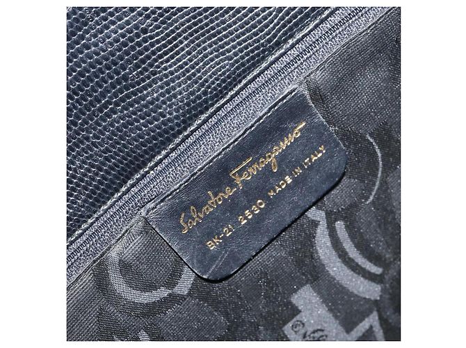 Borsa Tote Vala in pelle nera e oro Auth BA8688 di Salvatore Ferragamo Nero D'oro - vista 15