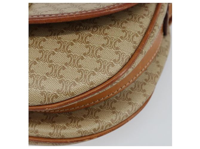 Céline Borsa a Spalla in Tela Macadam CELINE PVC Beige Oro Auth 143671 D'oro - vista 10