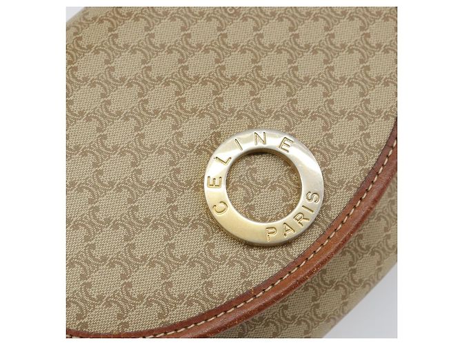 Céline Borsa a Spalla in Tela Macadam CELINE PVC Beige Oro Auth 143671 D'oro - vista 14