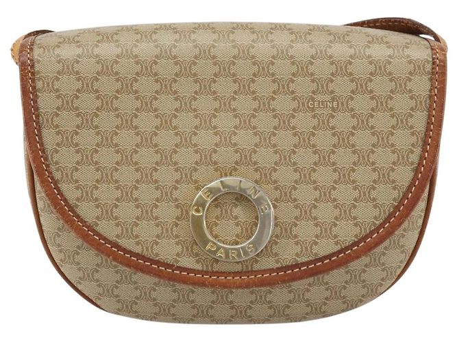 Céline Borsa a Spalla in Tela Macadam CELINE PVC Beige Oro Auth 143671 D'oro - vista 2