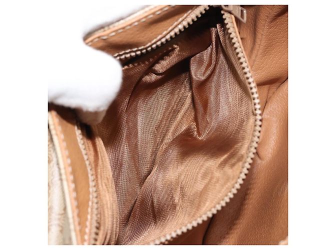 Céline Borsa a Spalla in Tela Macadam CELINE PVC Beige Oro Auth 143671 D'oro - vista 21