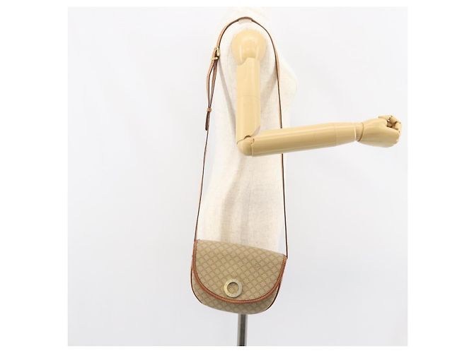 Céline Borsa a Spalla in Tela Macadam CELINE PVC Beige Oro Auth 143671 D'oro - vista 23