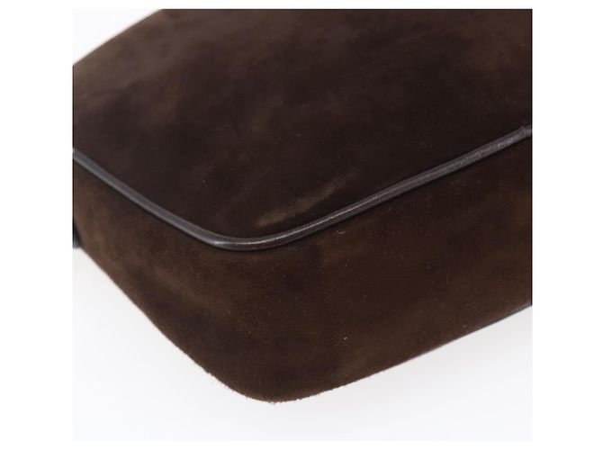 Borsa a spalla Gancini in suede marrone e oro Auth 155065 di Salvatore Ferragamo D'oro - vista 11