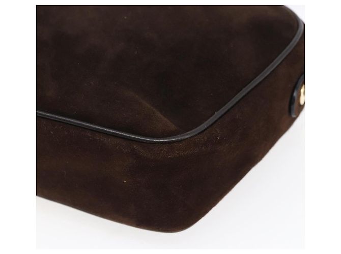 Borsa a spalla Gancini in suede marrone e oro Auth 155065 di Salvatore Ferragamo D'oro - vista 12