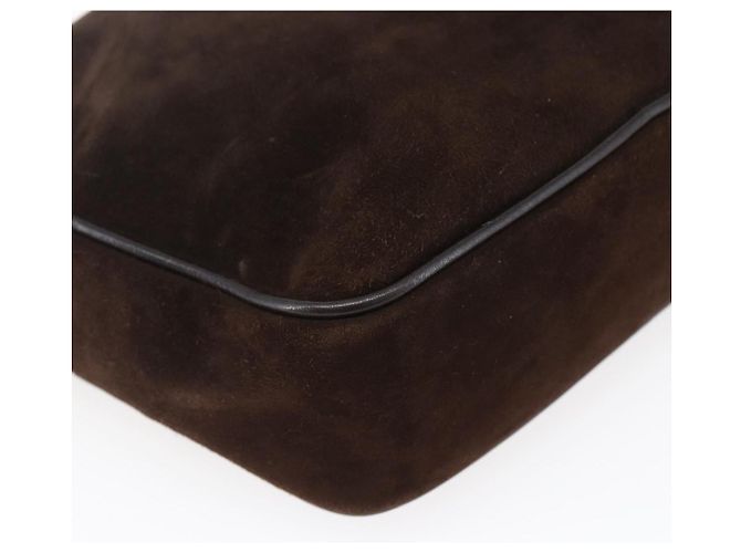 Borsa a spalla Gancini in suede marrone e oro Auth 155065 di Salvatore Ferragamo D'oro - vista 13