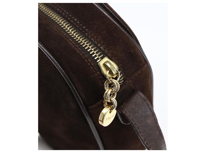 Borsa a spalla Gancini in suede marrone e oro Auth 155065 di Salvatore Ferragamo D'oro - vista 14