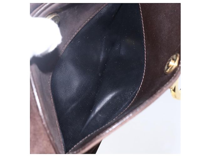 Borsa a spalla Gancini in suede marrone e oro Auth 155065 di Salvatore Ferragamo D'oro - vista 21