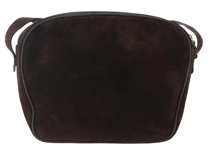 Borsa a spalla Gancini in suede marrone e oro Auth 155065 di Salvatore Ferragamo D'oro - vista 3
