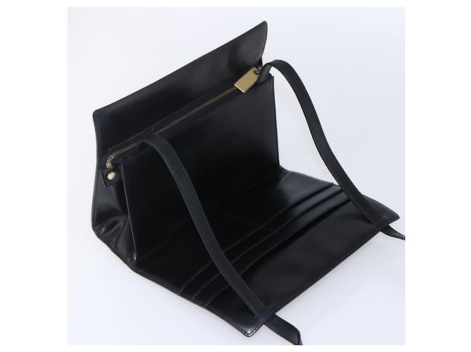 Céline Borsa a spalla in tela Macadam CELINE in pelle PVC nera e oro Auth 154614 Nero D'oro - vista 15
