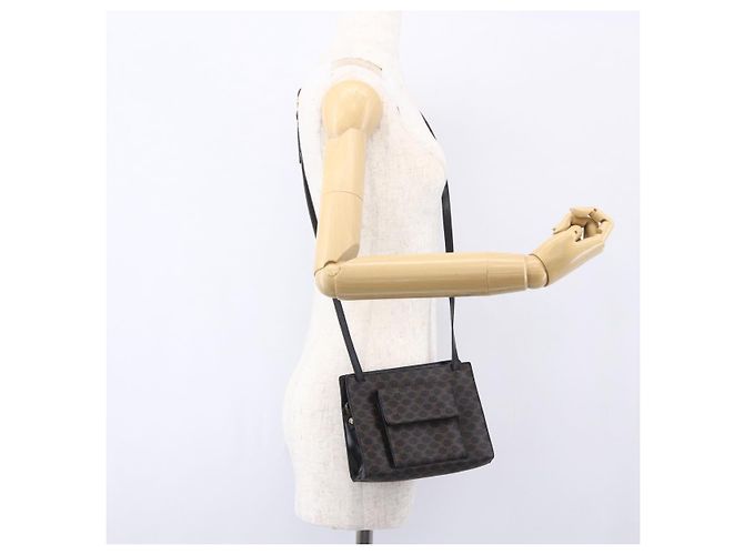 Céline Borsa a spalla in tela Macadam CELINE in pelle PVC nera e oro Auth 154614 Nero D'oro - vista 24