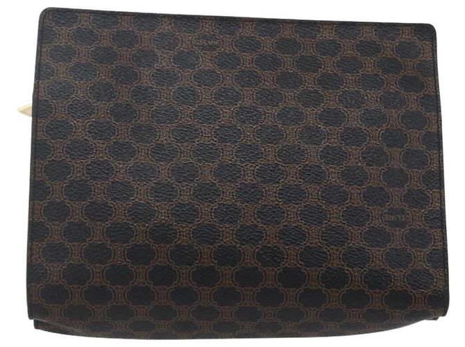 Céline Borsa a spalla in tela Macadam CELINE in pelle PVC nera e oro Auth 154614 Nero D'oro - vista 3