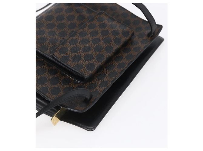 Céline Borsa a spalla in tela Macadam CELINE in pelle PVC nera e oro Auth 154614 Nero D'oro - vista 6
