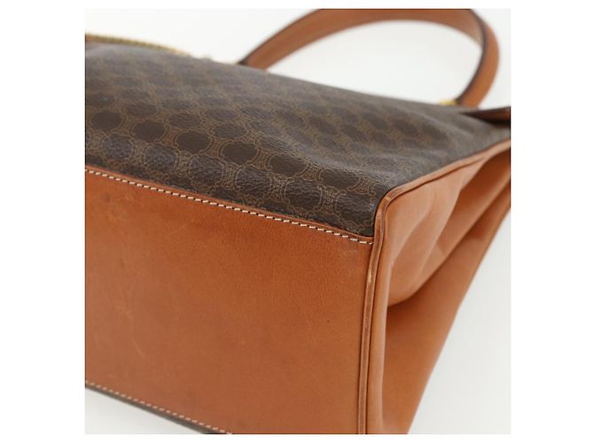 Céline Borsa a mano in tela Macadam CELINE in pelle PVC marrone e oro Auth ka556 D'oro - vista 10