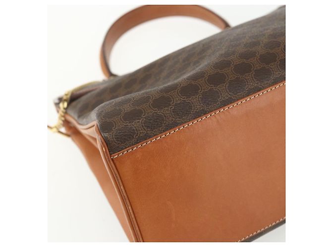 Céline Borsa a mano in tela Macadam CELINE in pelle PVC marrone e oro Auth ka556 D'oro - vista 11