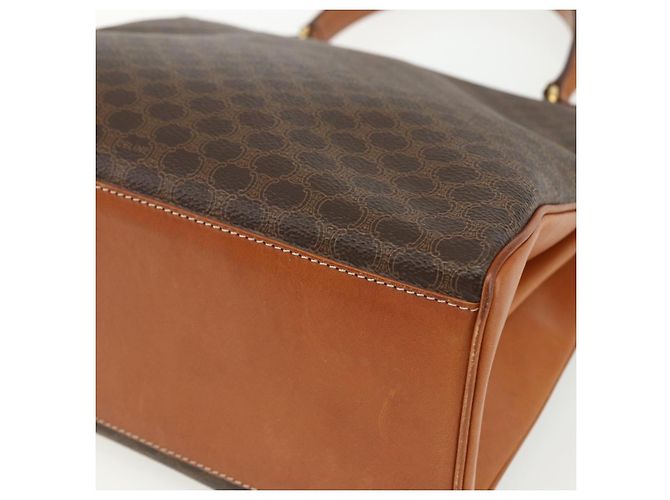 Céline Borsa a mano in tela Macadam CELINE in pelle PVC marrone e oro Auth ka556 D'oro - vista 12
