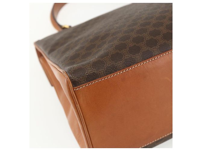 Céline Borsa a mano in tela Macadam CELINE in pelle PVC marrone e oro Auth ka556 D'oro - vista 13