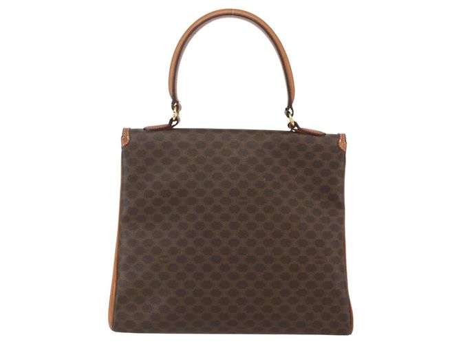 Céline Borsa a mano in tela Macadam CELINE in pelle PVC marrone e oro Auth ka556 D'oro - vista 3