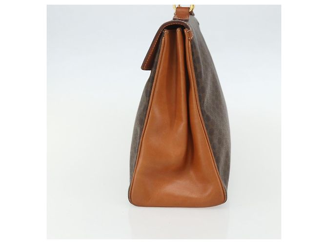 Céline Borsa a mano in tela Macadam CELINE in pelle PVC marrone e oro Auth ka556 D'oro - vista 5