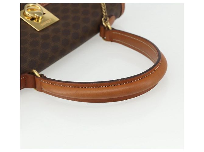 Céline Borsa a mano in tela Macadam CELINE in pelle PVC marrone e oro Auth ka556 D'oro - vista 7