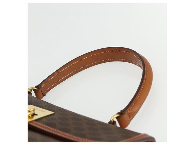 Céline Borsa a mano in tela Macadam CELINE in pelle PVC marrone e oro Auth ka556 D'oro - vista 8
