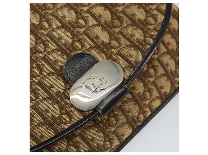 Borsa a Spalla in Tela Trotter Christian Dior Beige Oro Auth 155229 D'oro - vista 14