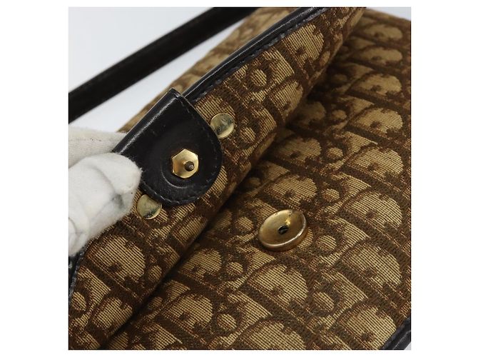 Borsa a Spalla in Tela Trotter Christian Dior Beige Oro Auth 155229 D'oro - vista 15
